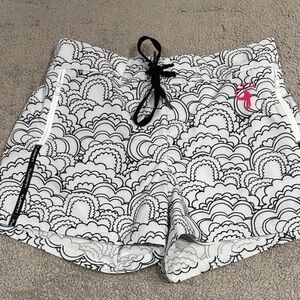 Men's Black and White Patterned Swim Trunks